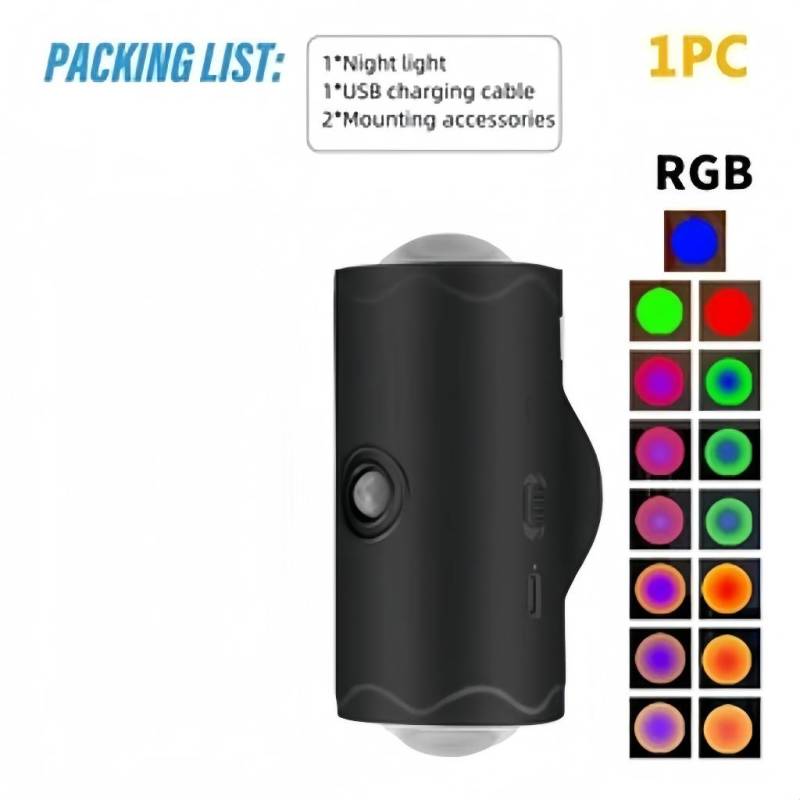 Bewegungssensor LED Nachtlicht RGB Farbwechsel USB Wiederaufladbar Kabellose Wandleuchte für Schlafzimmer Treppe Flur Garten Magnetische Stufenlampe von Joom DACH
