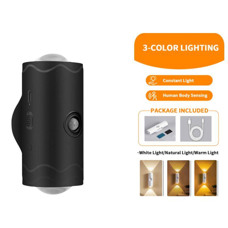 Bewegungssensor LED Nachtlicht RGB Farbwechsel USB Wiederaufladbar Kabellose Wandleuchte für Schlafzimmer Treppe Flur Garten Magnetische Stufenlampe von Joom DACH