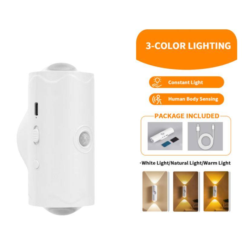 Bewegungssensor LED Nachtlicht RGB Farbwechsel USB Wiederaufladbar Kabellose Wandleuchte für Schlafzimmer Treppe Flur Garten Magnetische Stufenlampe von Joom DACH