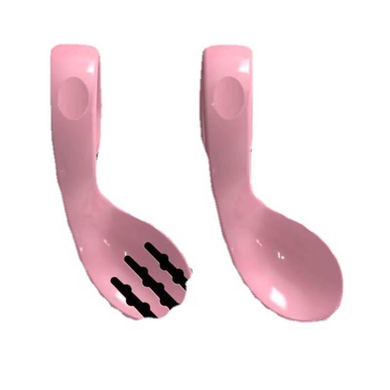 Biegsamer Löffel für Babys, bogenförmig, kleine Öffnung, recycelbar, Trainingslöffel für Babys zur Selbstbestimmung rosa von Joom DACH