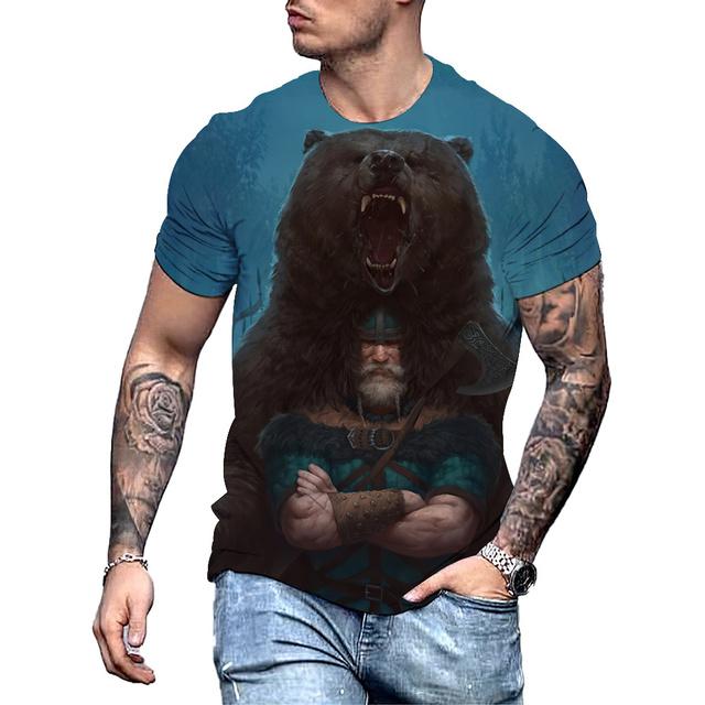 Big Bear 3D-Druck Sommer Herren Rundhals T-Shirt Lässig Kurzarm Übergroßer Pullover Mode Streetwear Trend Männer Kleidung 2XL von Joom DACH