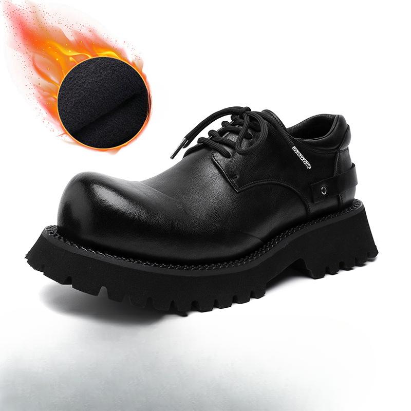 Big Head Derby-Schuhe für Herren, dicke Sohle, erhöhter Kopf, schwarzes Werkzeug, Low-Top, lässiger britischer Stil, Lederschuhe 66689-B 37 von Joom DACH