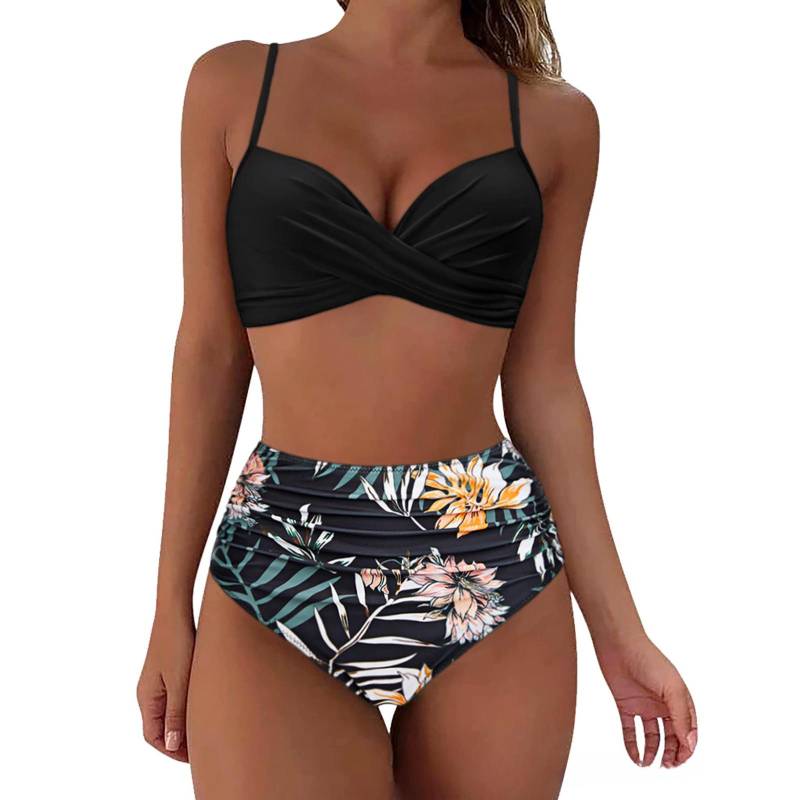 Bikini-Badeanzug mit hoher Taille für Damen, Bademode, gepolstert, Push-Up, gerüschter Badeanzug, Bikini-Set für Damen M Bikini-Badeanzug mit hoher Taille für Damen, Bademode, gepolstert, Push-Up, gerüschter Badeanzug, Bikini-Set für Damen M von Joom DACH