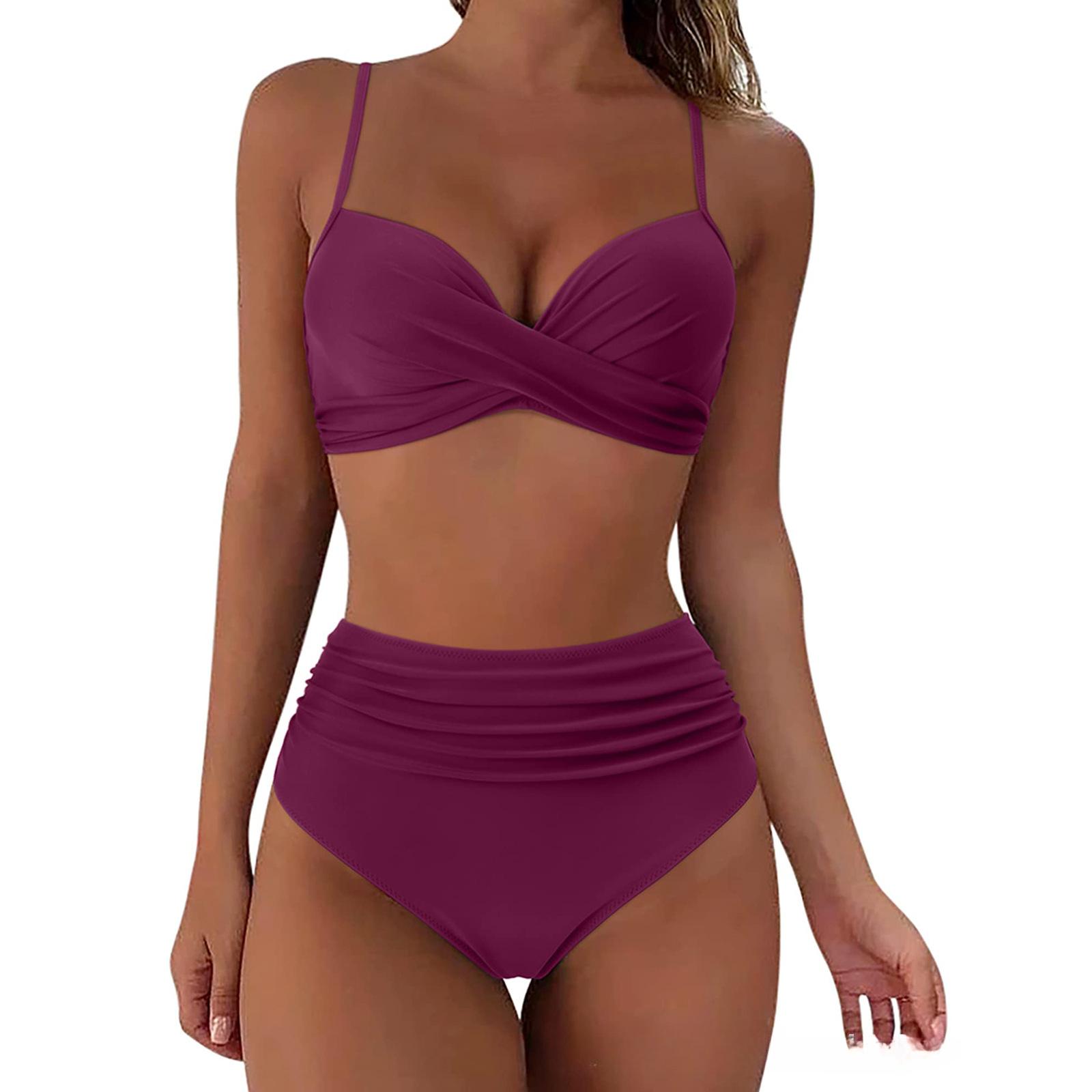 Bikini-Badeanzug mit hoher Taille für Damen, Bademode, gepolstert, Push-Up, gerüschter Badeanzug, Bikini-Set für Damen XXL Bikini-Badeanzug mit hoher Taille für Damen, Bademode, gepolstert, Push-Up, gerüschter Badeanzug, Bikini-Set für Damen XXL von Joom DACH