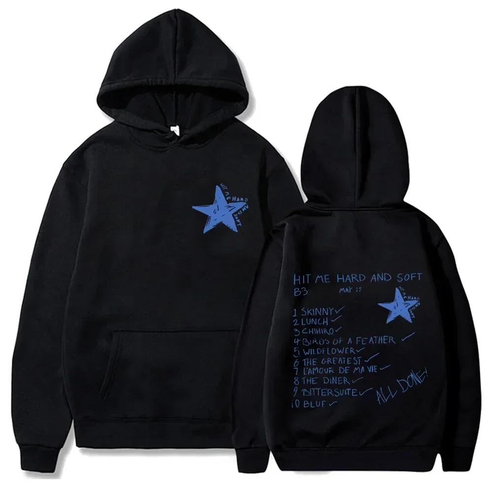 Billie Hit Me Hard and Soft Bedruckter Hoodie Herren Damen Hip Hop Kapuzenpullover Fleece Lässig Übergroße Pullover S von Joom DACH