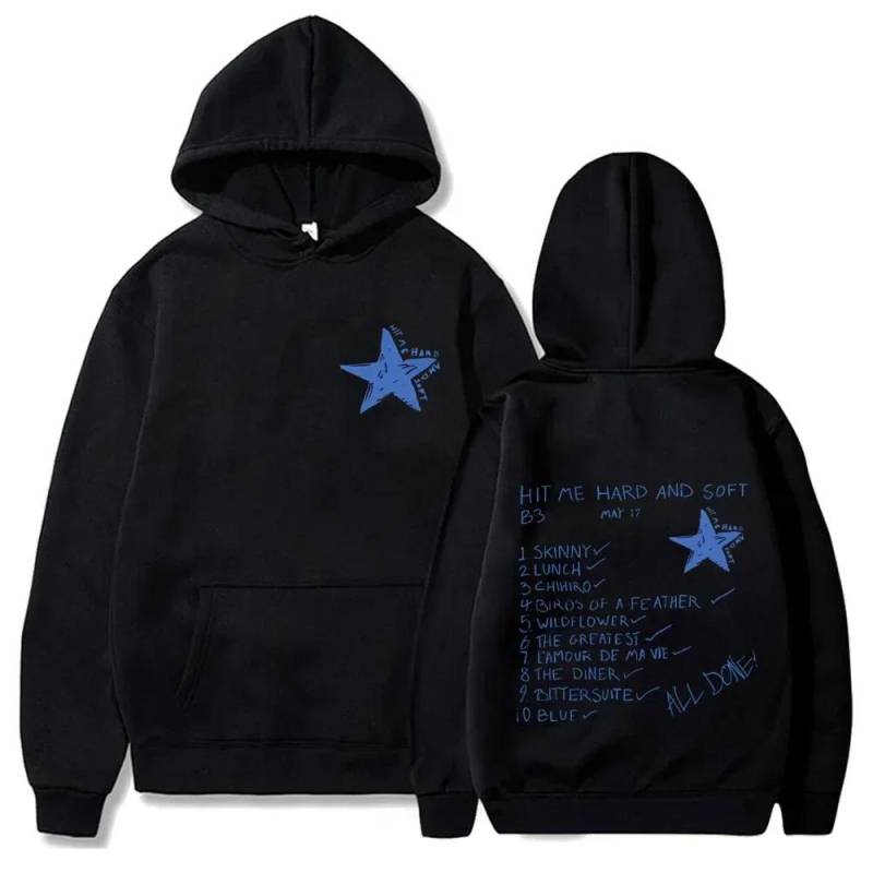 Billie Hit Me Hard and Soft Bedruckter Hoodie Herren Damen Hip Hop Kapuzenpullover Fleece Lässig Übergroße Pullover S von Joom DACH