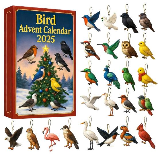 Bird Advent 24 Calendar 2025 Days Christmas Countdown Calendar with Acrylic 2D Bird B von Joom DACH