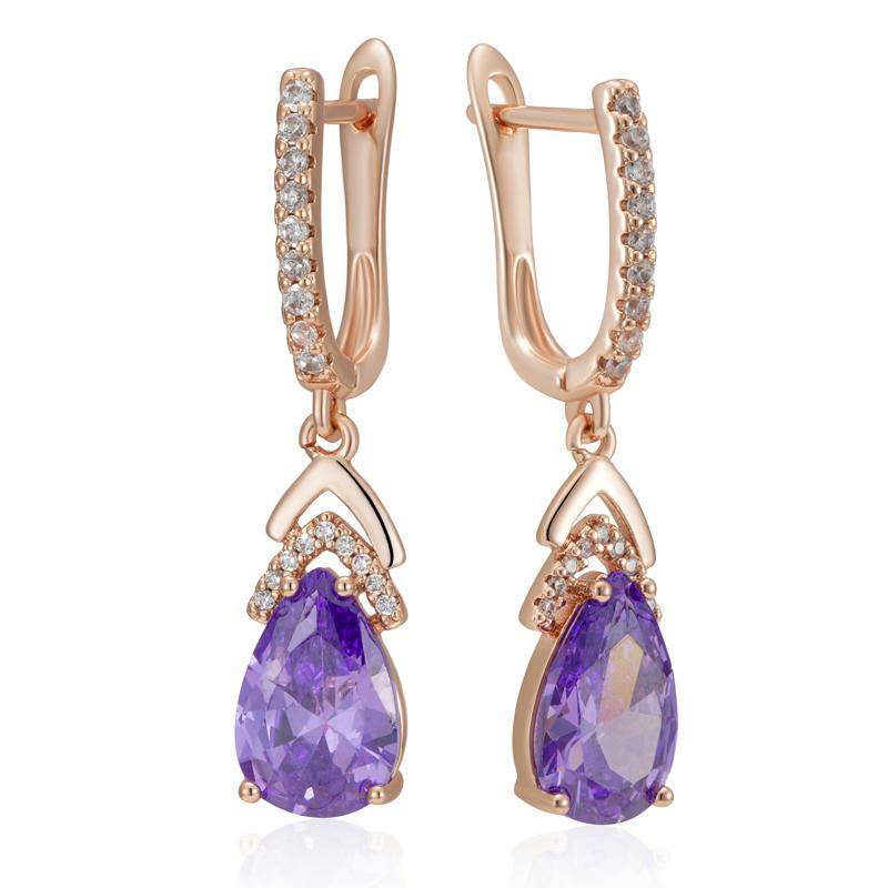 Birnenförmige lila Zirkon-Ohrhänger für Frauen, Party, funkelnder Schmuck, täglich, elegante hellrosa Zirkon-Ohrringe violett von Joom DACH