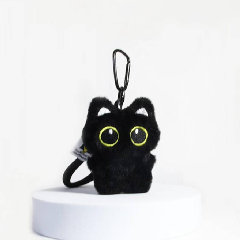 Schwarze Katze Plüschtier Schlüsselanhänger Cartoon Kätzchen Rucksack Tasche Deko Anhänger Auto Schlüssel Zubehör A von Joom DACH