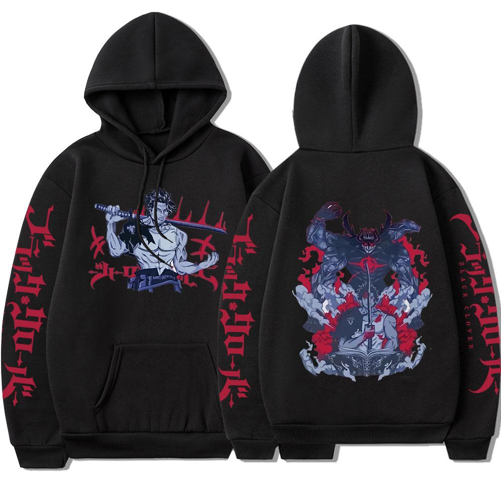 Black Clover Japanischer Anime-Kapuzenpullover mit Yami Sukehiro-Grafiken, Sweatshirts für Herren, Harajuku-Kleidung, lässige, übergroße Sportbekleidung L schwarz von Joom DACH