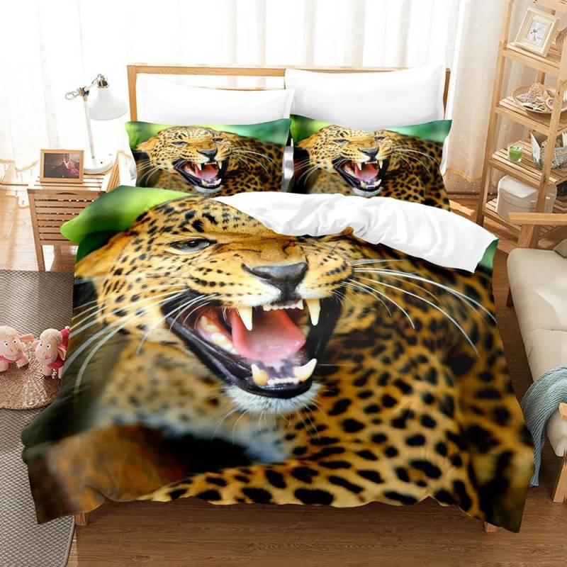 Black Panther Bettbezug Set King Size Schwarzer Leopard Bettwäsche Set Für Kinder Jungen Safari Gepard Tiermotiv 2/3tlg. Bettdeckenbezug EU single(135x200cm) von Joom DACH