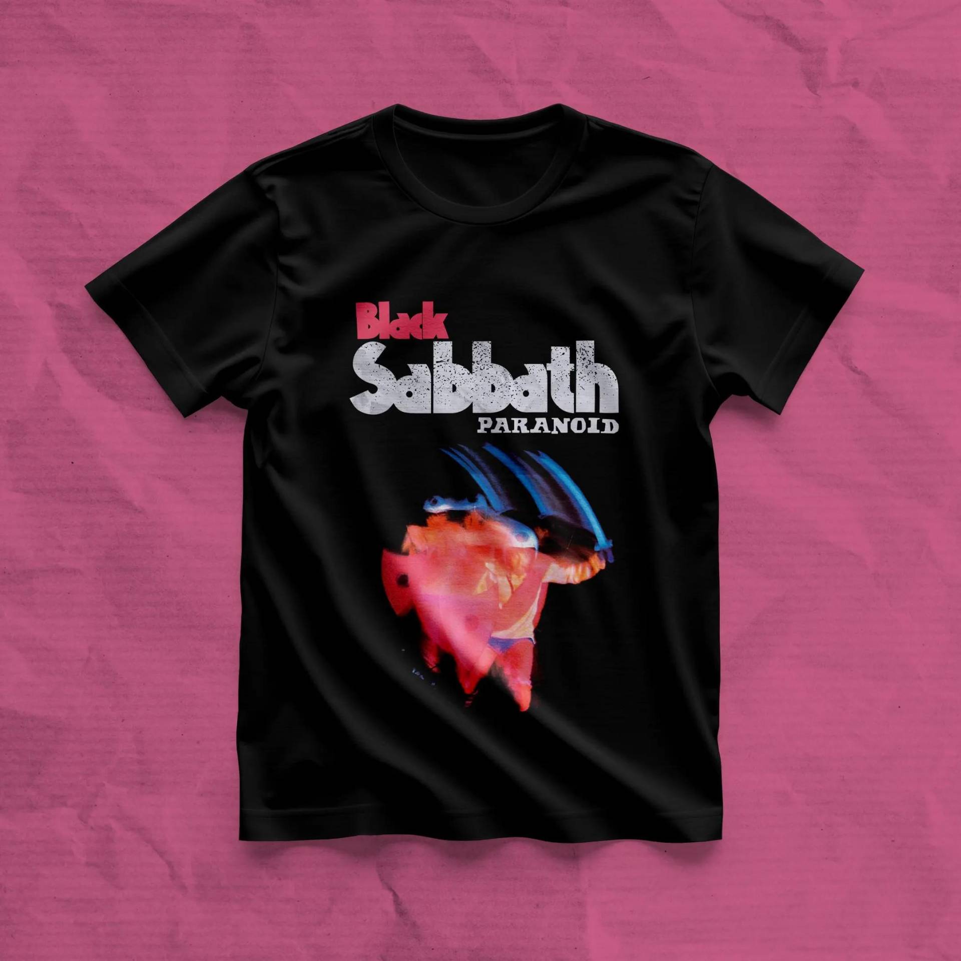 Black Sabbath Paranoid Bewegungsspuren T-Shirts Herren Neuheit 100% Baumwolle T-Shirt Rundhalsausschnitt Kurzarm T-Shirt Übergröße Kleidung L von Joom DACH
