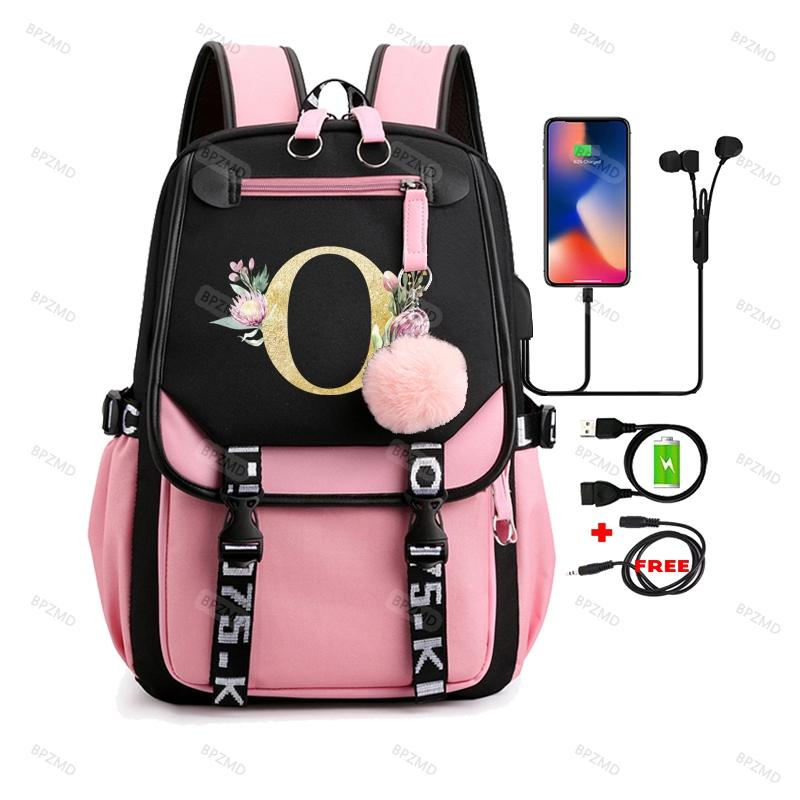 Blackpink 26 englische Buchstaben Rucksack für Mädchen, Segeltuch, Schultasche, Kinderrucksack, Kinder-Reisetasche, Schulanfang, Büchertasche, Rucksack von Joom DACH