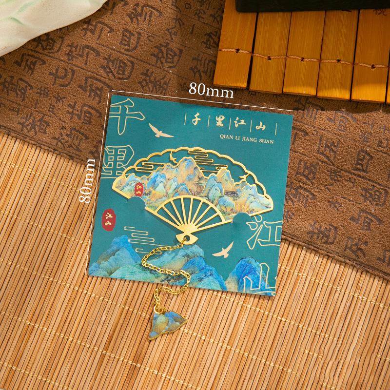 Blattader-Lotus-Fächer, Metall-Lesezeichen im chinesischen Stil, kreative Lesezeichen, Quaste, Anhänger, Studentengeschenk, Messingquaste, Schulschreibwaren von Joom DACH