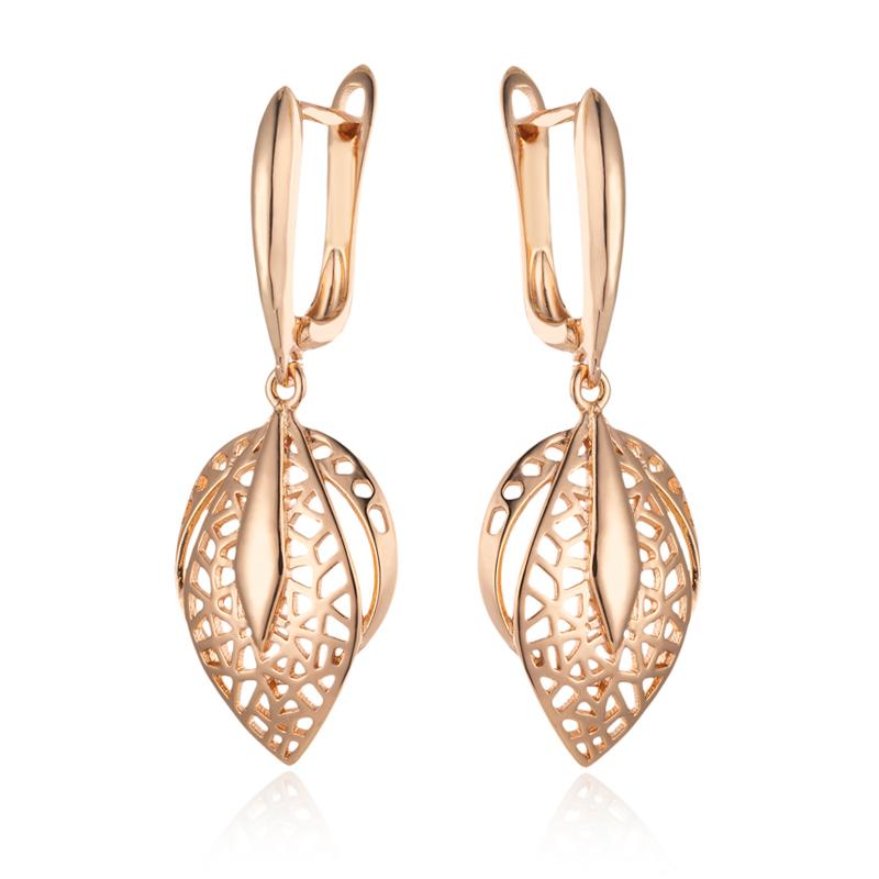 Blattform Textur Gold Farbe Ohrhänger Ethno-Stil Damen Vintage-Schmuck von Joom DACH