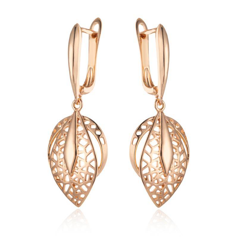 Blattform Textur Gold Farbe Ohrhänger Ethno-Stil Damen Vintage-Schmuck von Joom DACH