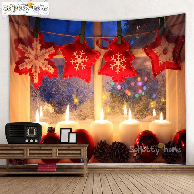 Blauer Himmel und Schnee Wandbehang Wandteppich Weihnachten Wandbehang Baum Wandbehang Wunderschöne Weihnachtsbaum Kamin Geschenke 150x100cm von Joom DACH