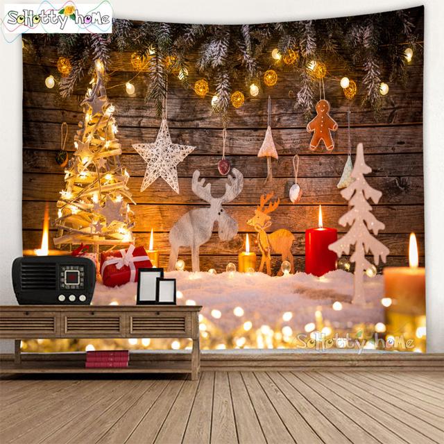 Blauer Himmel und Schnee Wandbehang Wandteppich Weihnachten Wandbehang Baum Wandbehang Wunderschöne Weihnachtsbaum Kamin Geschenke 150x100cm von Joom DACH