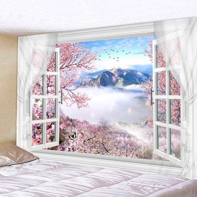 Blauer Himmel und Schnee Wandbehang Wandteppich Weihnachten Wandbehang Baum Wandbehang Wunderschöne Weihnachtsbaum Kamin Geschenke 230x150cm von Joom DACH