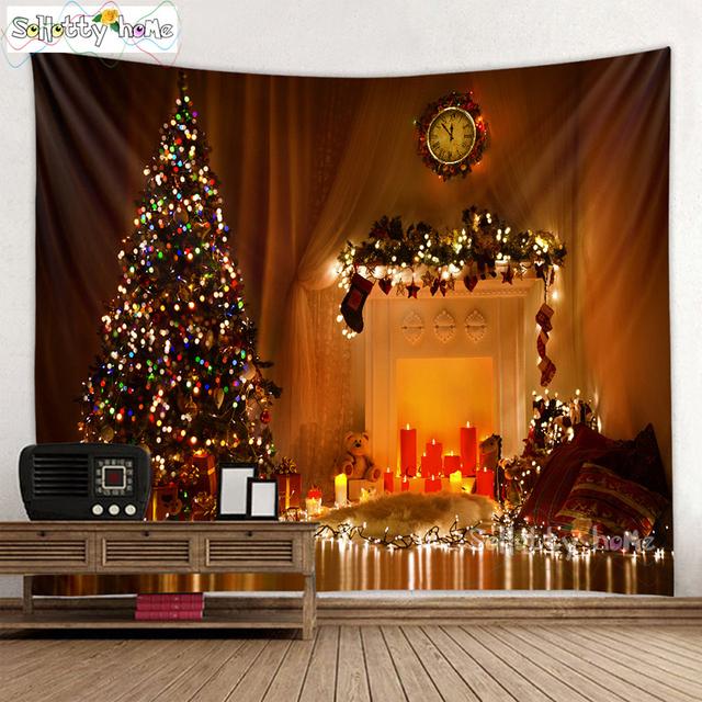 Blauer Himmel und Schnee Wandbehang Wandteppich Weihnachten Wandbehang Baum Wandbehang Wunderschöne Weihnachtsbaum Kamin Geschenke 230x150cm von Joom DACH