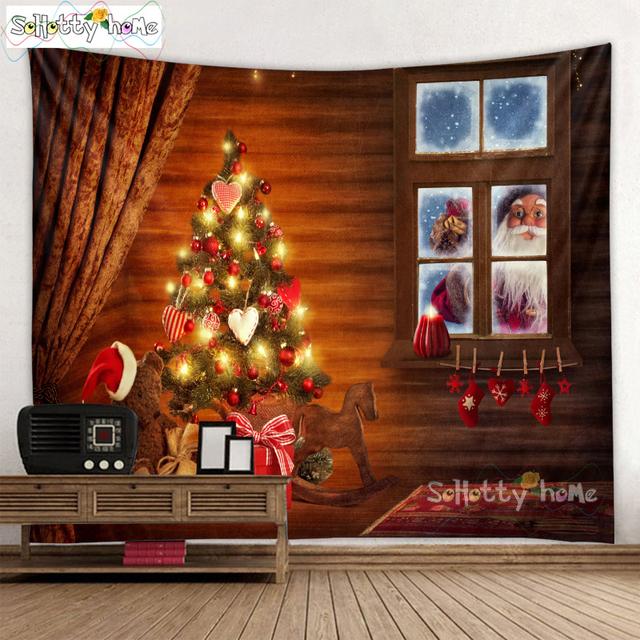 Blauer Himmel und Schnee Wandbehang Wandteppich Weihnachten Wandbehang Baum Wandbehang Wunderschöne Weihnachtsbaum Kamin Geschenke 230x150cm von Joom DACH