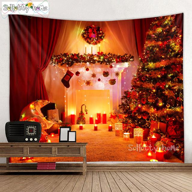 Blauer Himmel und Schnee Wandbehang Wandteppich Weihnachten Wandbehang Baum Wandbehang Wunderschöne Weihnachtsbaum Kamin Geschenke 230x150cm von Joom DACH