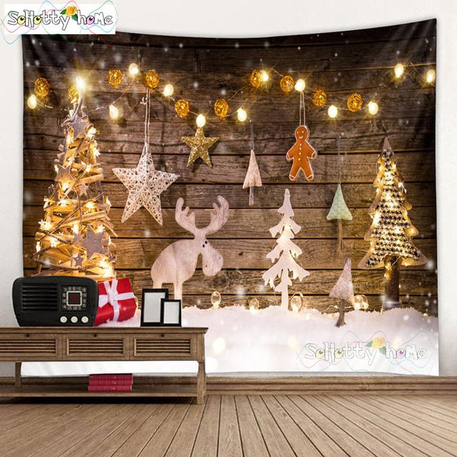 Blauer Himmel und Schnee Wandbehang Wandteppich Weihnachten Wandbehang Baum Wandbehang Wunderschöne Weihnachtsbaum Kamin Geschenke 230x150cm von Joom DACH