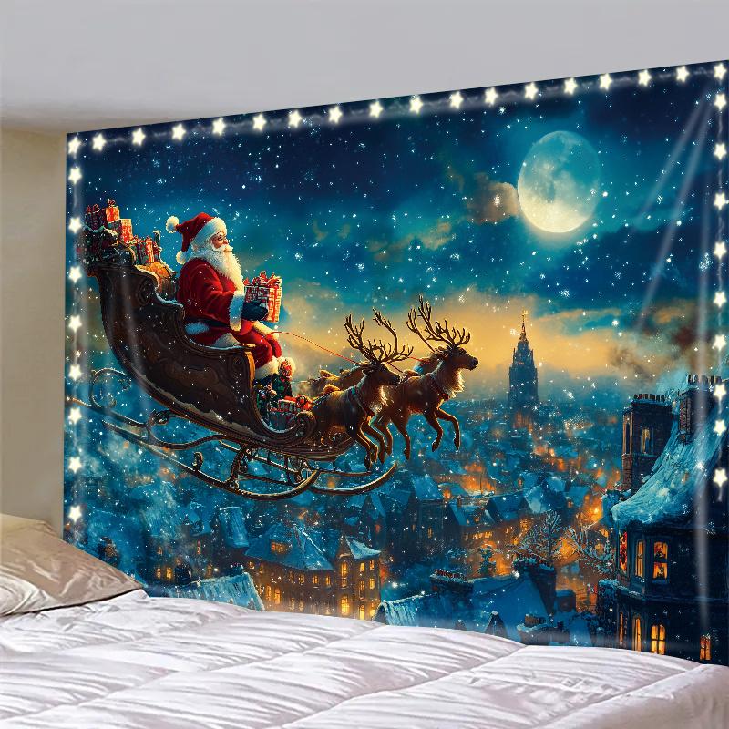 Blauer Himmel und verschneiter Zedernwald Wandbehang Wandteppich Weihnachten Wandbehang Baum Wandbehang Wunderschöne Weihnachtsbaum Kamin Geschenke 150x100cm von Joom DACH