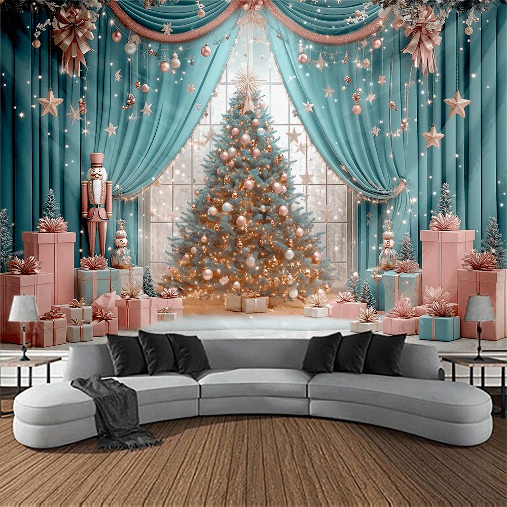 Blauer Himmel und verschneiter Zedernwald Wandbehang Wandteppich Weihnachten Wandbehang Baum Wandbehang Wunderschöne Weihnachtsbaum Kamin Geschenke 150x100cm von Joom DACH