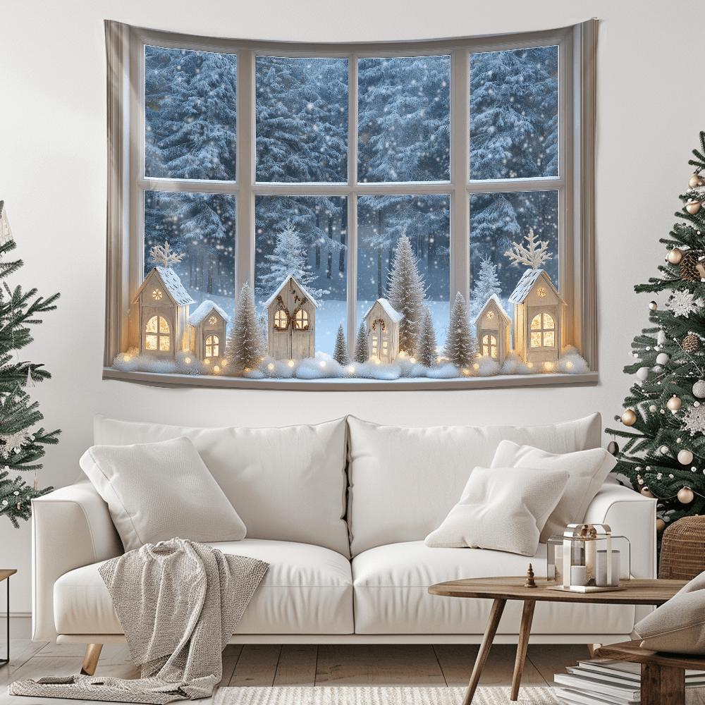 Blauer Himmel und verschneiter Zedernwald Wandbehang Wandteppich Weihnachten Wandbehang Baum Wandbehang Wunderschöne Weihnachtsbaum Kamin Geschenke 230x150cm von Joom DACH