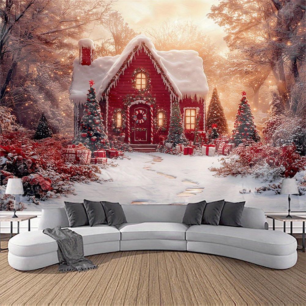 Blauer Himmel und verschneiter Zedernwald Wandbehang Wandteppich Weihnachten Wandbehang Baum Wandbehang Wunderschöne Weihnachtsbaum Kamin Geschenke 230x150cm von Joom DACH