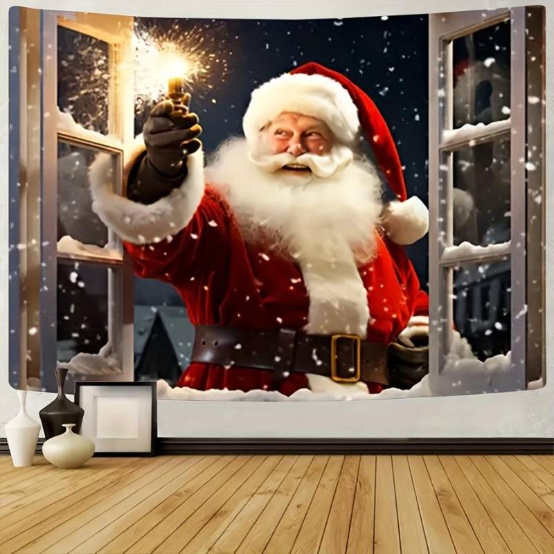 Blauer Himmel und verschneiter Zedernwald Wandbehang Wandteppich Weihnachten Wandbehang Baum Wandbehang Wunderschöne Weihnachtsbaum Kamin Geschenke 90x75cm von Joom DACH