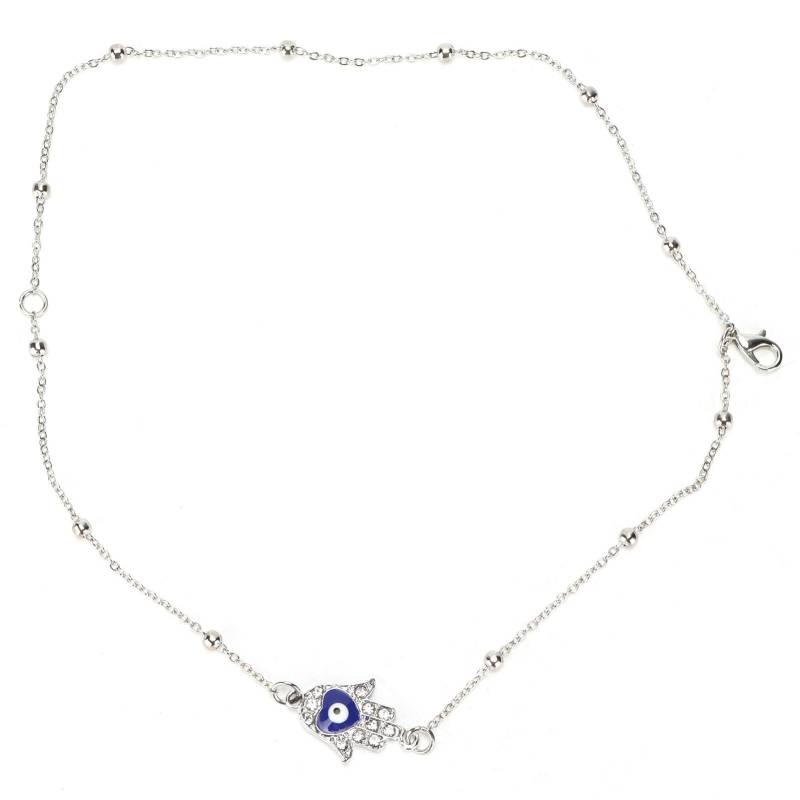 Blaues Auge Fußkettchen Böses Auge Bequem Niedlich Glücklich Mond Fatima Hand Quaste Fußkette für Frauen Partys von Joom DACH