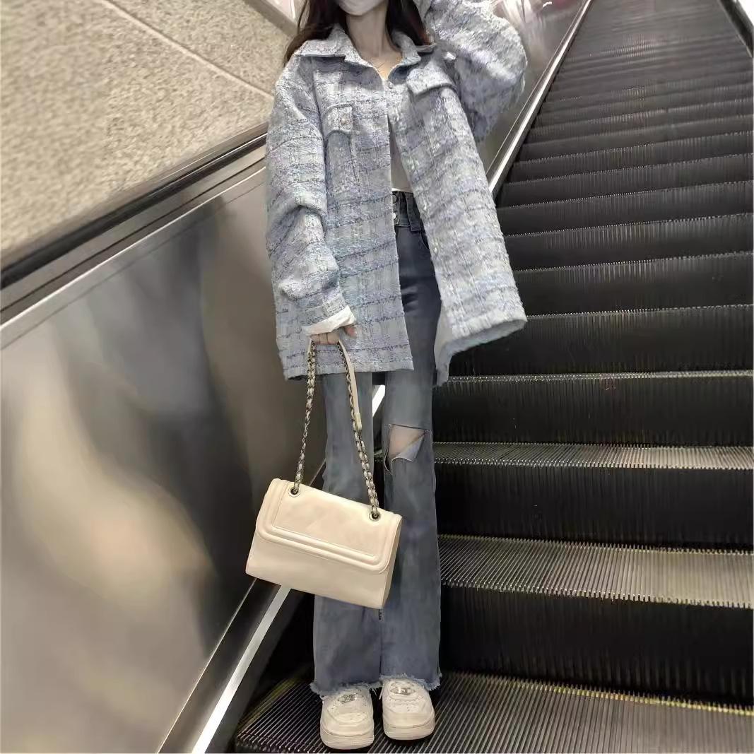 Blaues Xiaoxiangfeng Jacke Damen Frühher Herbst Neu Locker Vielseitig und Dünnes Oberteil XL blau von Joom DACH