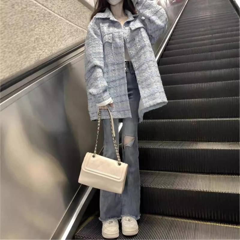 Blaues Xiaoxiangfeng Jacke Damen Frühher Herbst Neu Locker Vielseitig und Dünnes Oberteil XL blau von Joom DACH