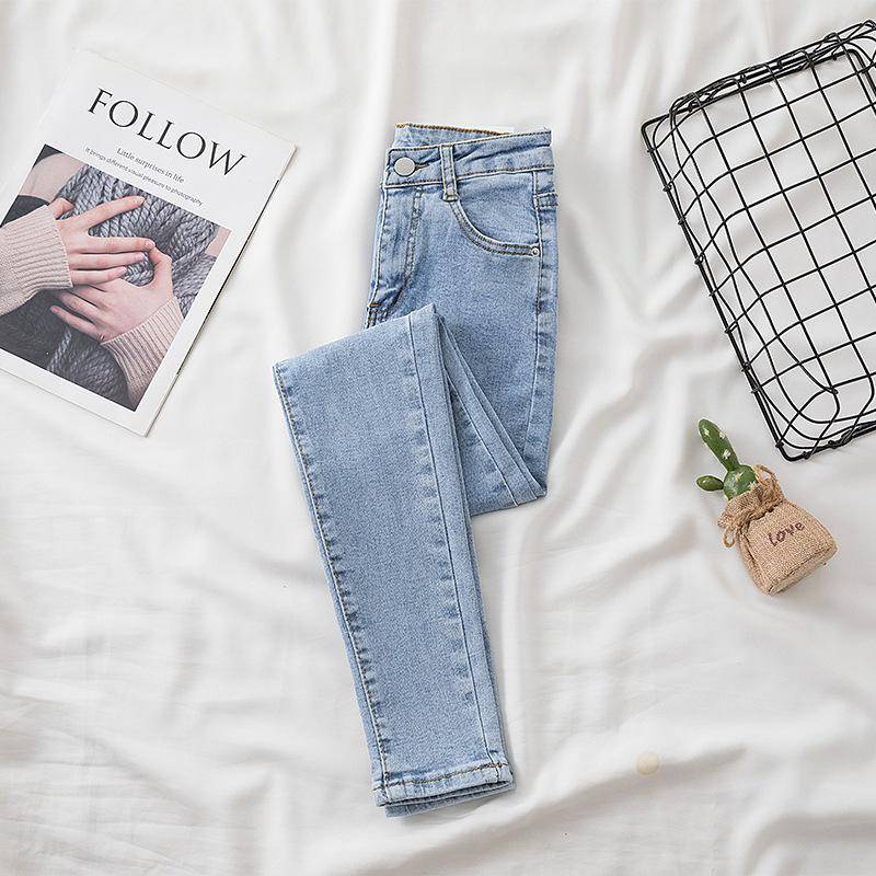 Blaugraue Slim Fit Jeans mit hoher Taille für Damen 30 von Joom DACH