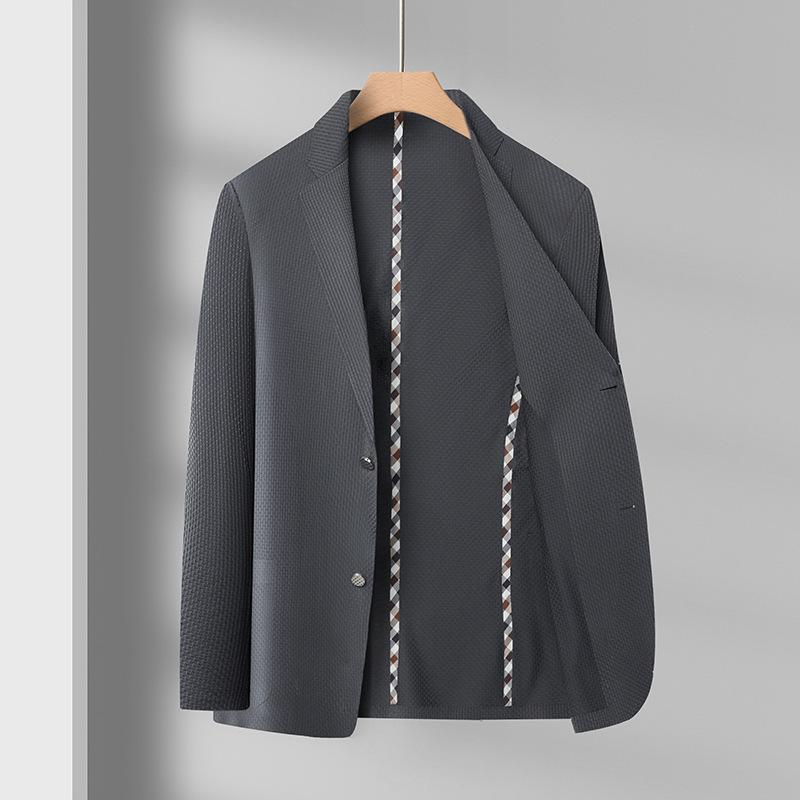 Blazer Herren Frühling und Herbst Neue hochelastische Business Casual Atmungsaktive einfarbige Jacke Oberbekleidung für Männer 3XL von Joom DACH