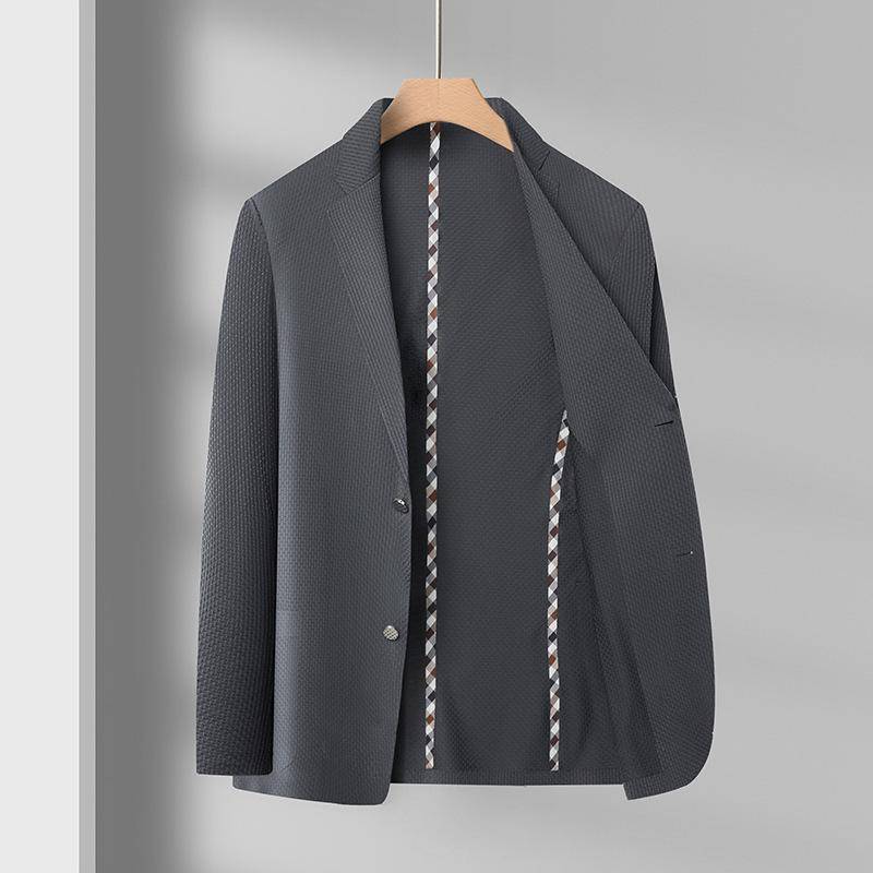 Blazer Herren Frühling und Herbst Neue hochelastische Business Casual Atmungsaktive einfarbige Jacke Oberbekleidung für Männer 3XL von Joom DACH