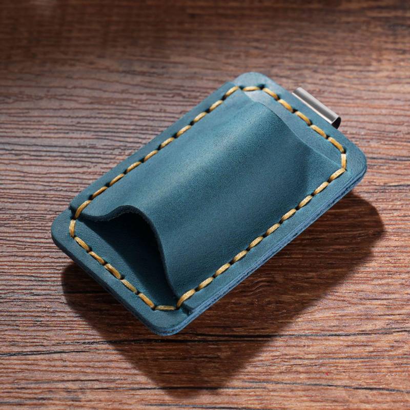 Bleistifthalter aus Metall und Leder, Edelstahl, Stiftclip für Notizbuch, Planer, kreatives Zubehör, Schreibwaren blau von Joom DACH