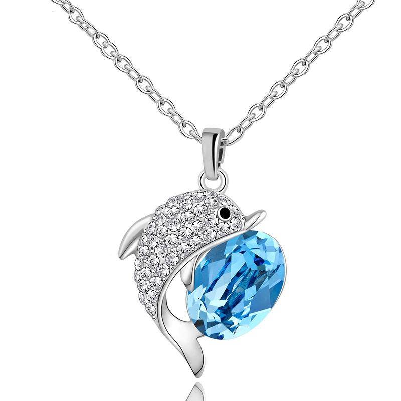 Bling Big Dolphin Strass Halsketten Männer Frauen Iced Out Ketten Rapper Schmuck Geschenke blau von Joom DACH