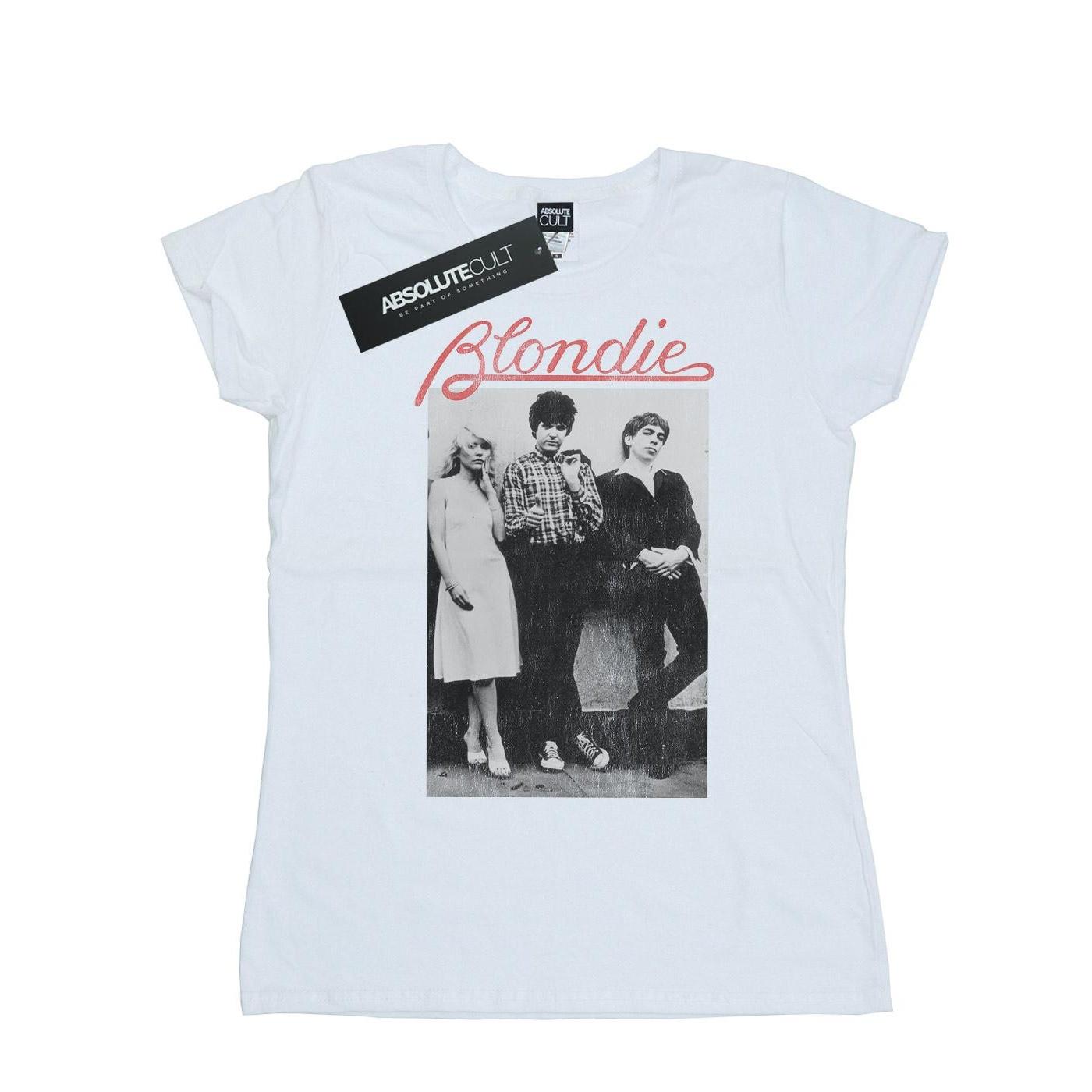 Blondie Damen/Damen Distressed Band Baumwoll-T-Shirt XL weiß von Joom DACH