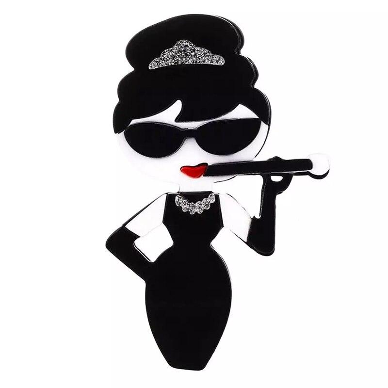 Blucome Modische Acryl-Figuren-Brosche für Damen und Mädchen, Mantel, Hijab-Anstecknadeln schwarz von Joom DACH