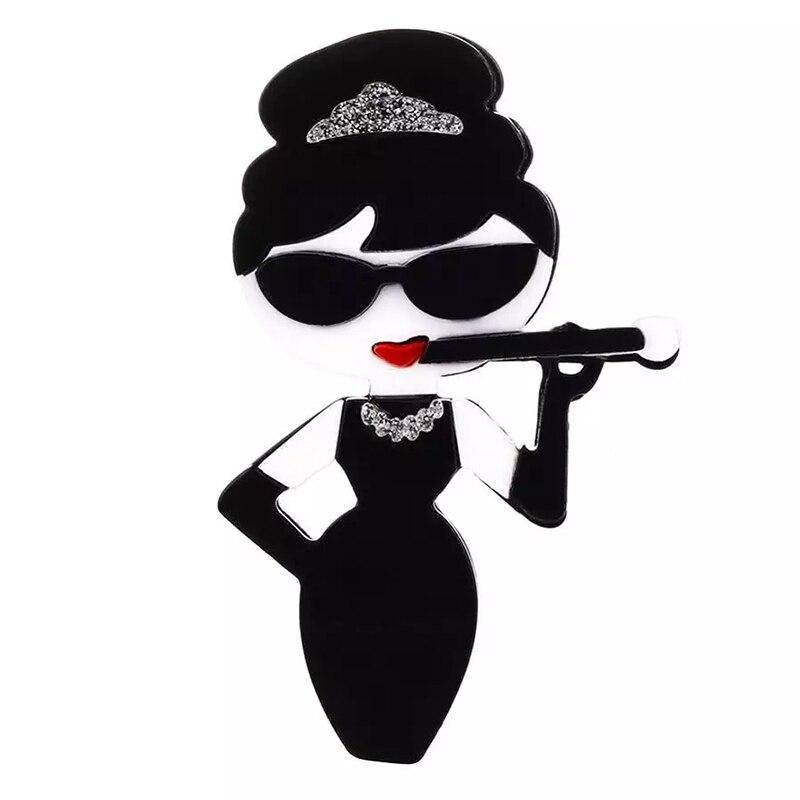 Blucome Modische Acryl-Figuren-Brosche für Damen und Mädchen, Mantel, Hijab-Anstecknadeln schwarz von Joom DACH