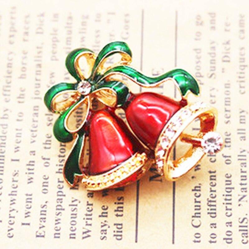 Blucome Weihnachtsbrosche, rote Glocken, kastenförmige Anstecknadel für Damen und Kinder, Pullover, Taschennadeln rot von Joom DACH