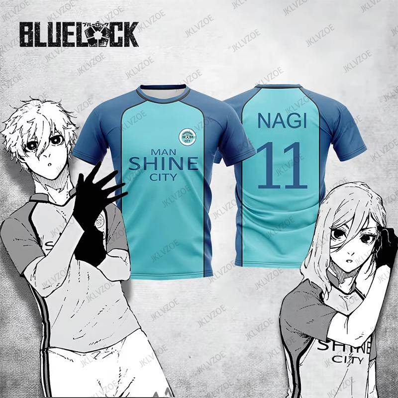 Blue Lock NAGI Man Shine City Trikot Japanischer Anime Cosplay Fußballuniform Sommer Sport Herren T-Shirt Lässig Kinder/Erwachsene Oberteile M von Joom DACH