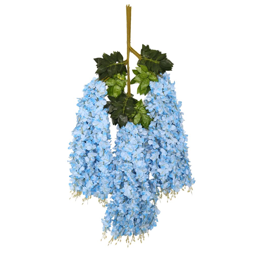 Blühender Blumenstrauß, künstliche Wisteria-Blumenpflanze, Wandbehang, Ranke, Hochzeit, Garten, Heimdekoration blau von Joom DACH