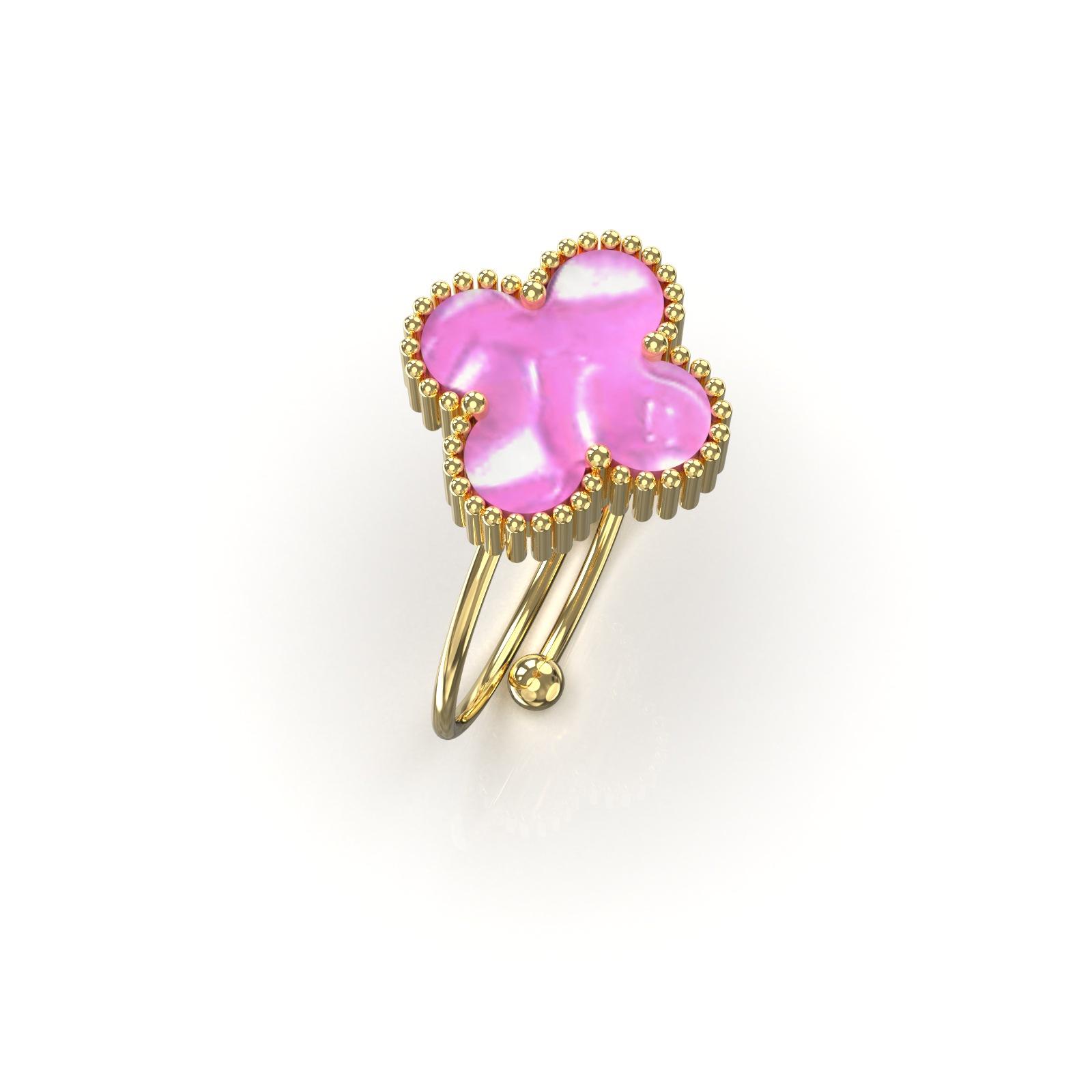 Blütenblatt Vierblättriges Kleeblatt Titanstahl Perlmutt Ring Damen Verstellbarer Fingerring Nische Klein Frisch Kleines Design Zeigefingerring Adjustable opening von Joom DACH