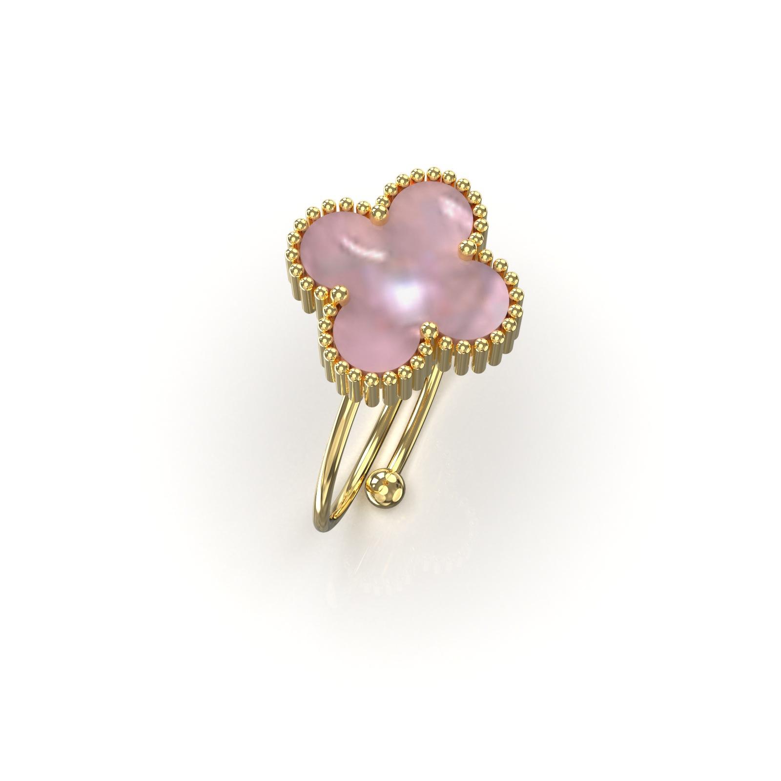 Blütenblatt Vierblättriges Kleeblatt Titanstahl Perlmutt Ring Damen Verstellbarer Fingerring Nische Klein Frisch Kleines Design Zeigefingerring Adjustable opening von Joom DACH