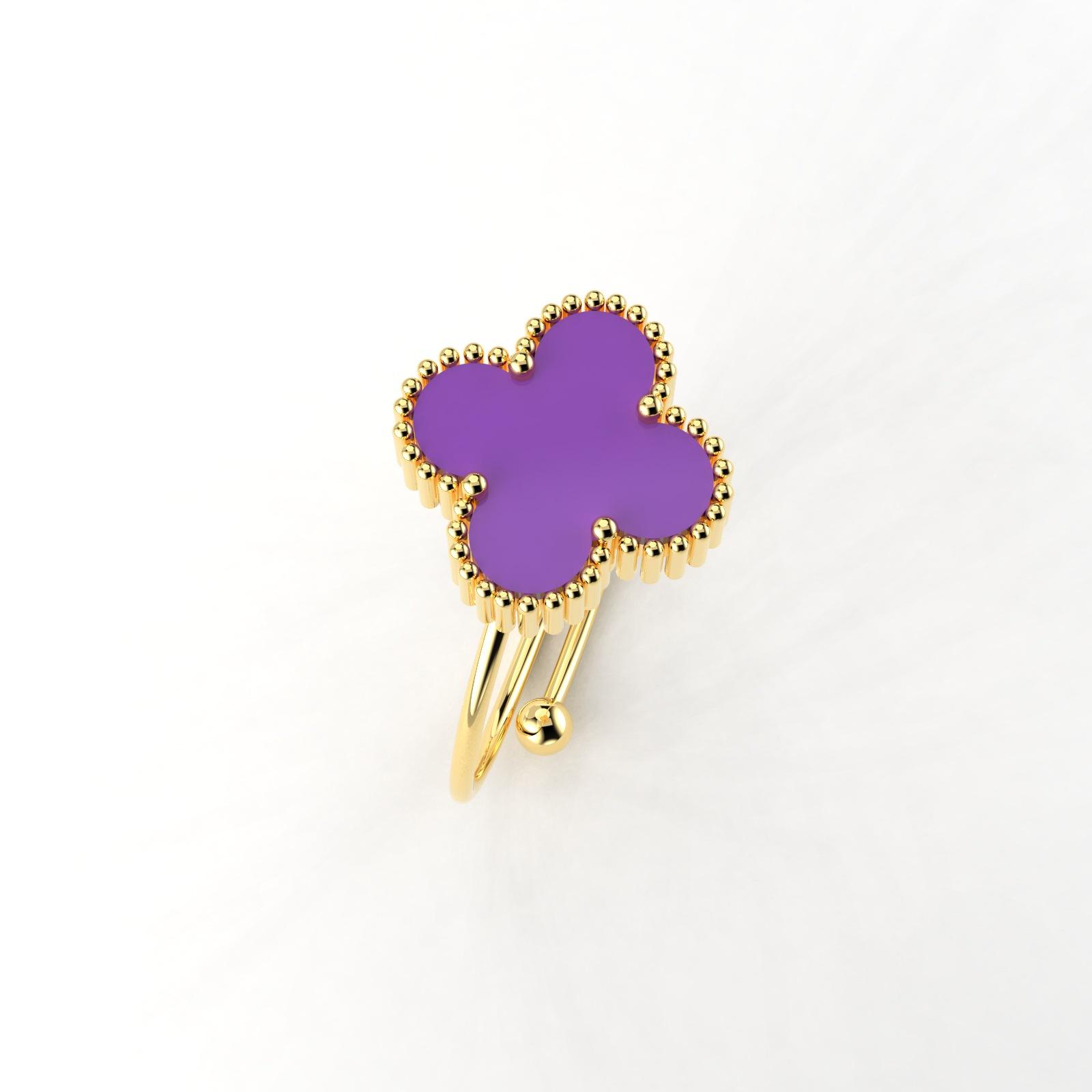 Blütenblatt Vierblättriges Kleeblatt Titanstahl Perlmutt Ring Damen Verstellbarer Fingerring Nische Klein Frisch Kleines Design Zeigefingerring Adjustable opening von Joom DACH