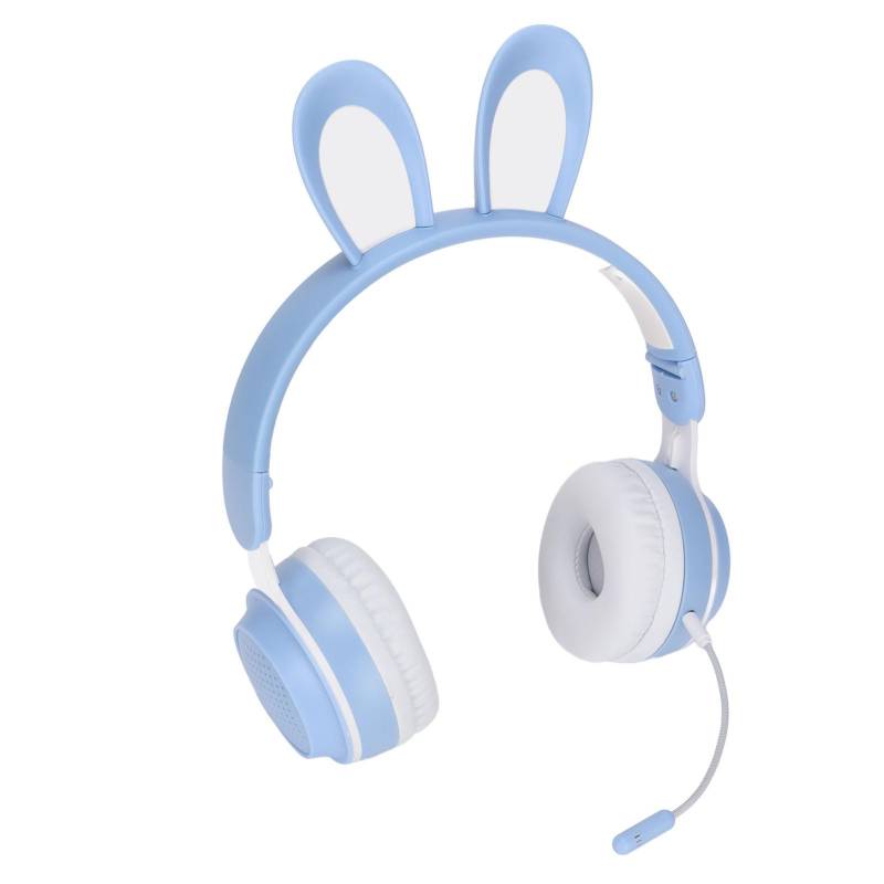 Bluetooth 5.0-Kopfhörer mit Kaninchenohren, faltbares kabelloses Kinder-Headset mit LED-Farblicht für den PC blau von Joom DACH